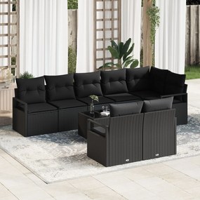 vidaXL Set de canapele pentru grădină 9 pcs Negru Rattan poli