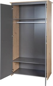 Șifonier de copii gri antracit/în culoare naturală cu aspect de lemn de stejar 50x190x96 cm Anna – Roba