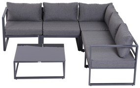 Outsunny set mobilier grădină 6 piese, canapele, colțar, masă auxiliară, aluminiu poliester, perne, pentru 4-5 Persoane | Aosom Romania