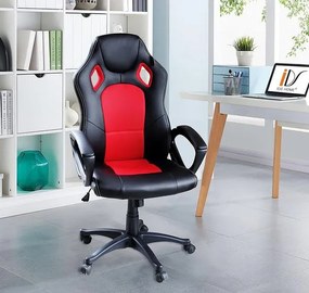 Scaun gamer Basic cu spatar color, Rosu