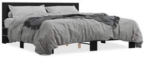 3280087 vidaXL Cadru de pat negru 180x200 cm din lemn prelucrat și metal