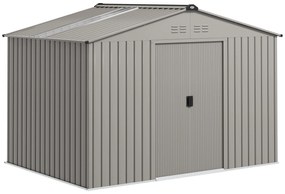 Outsunny Adăpost de grădină 5,4 m² dim. 2,77 x 1,95 x 1,92 m fundație inclusă, ușă culisantă, ventilații, tablă de oțel, antracit | Aosom Romania