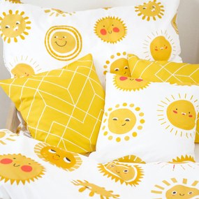 Goldea lenjerie de pat pentru copii din 100% bumbac - soarele zâmbitor 140 x 200 și 70 x 90 cm