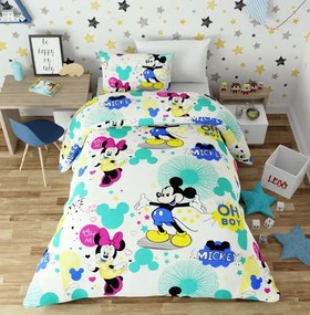 Lenjerie de pat copii Mikey & Minnie crem /160x200 cm dimensiune standard