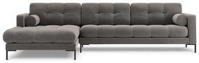 Colțar tapițat Bali, Gri deschis/5 locuri/picioare negre/partea stângă/ L293 x l185 x h75