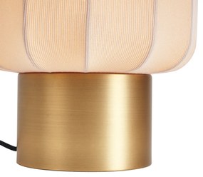 Lampă de masă Japandi aurie cu abajur bej - Pluni