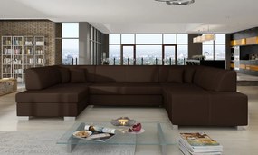 Canapea modulara cu spatiu pentru depozitare, 320x73x207 cm, Havana L02, Eltap (Culoare: Maro inchis texturat / Bej deschis)