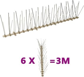 vidaXL Set bandă cu țepi antipăsări cu 5 rânduri, 6 buc., plastic, 3 m