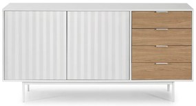 Comodă albă/în culoare naturală joasă cu aspect de lemn de stejar 159x80 cm Sierra – Teulat