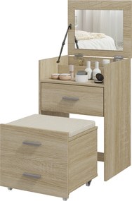 HOMCOM Masă de Toaletă cu Oglindă Rabatabilă, Natural | Aosom Romania