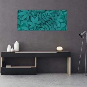 Tablou - Frunze turcoaz (120x50 cm)