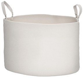 HOMCOM Coș pentru Rufe de 88L, Portabil și Pliabil cu Mânere, Coș de Rufe din Bumbac Natural, Ø56x35,5 cm, Alb Crem | Aosom Romania