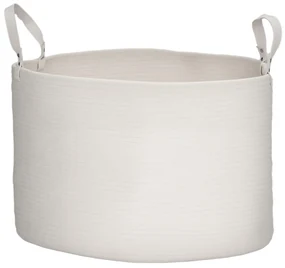 HOMCOM Coș pentru Rufe de 88L, Portabil și Pliabil cu Mânere, Coș de Rufe din Bumbac Natural, Ø56x35,5 cm, Alb Crem | Aosom Romania