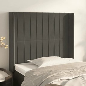 vidaXL Tăblie de pat cu aripioare gri închis 83x16x118/128 cm catifea