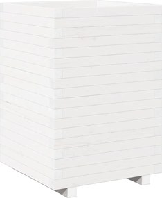 vidaXL Jardinieră de grădină, alb, 50x50x72,5 cm, lemn masiv de pin