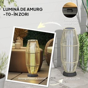 Outsunny Lampă Solară de Grădină cu Iluminare LED din Rattan, Gri | Aosom Romania
