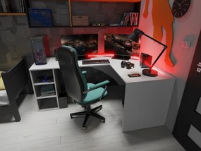Masă PC de colț Carbon (alb) (D) (cu iluminat LED RGB). 1054963