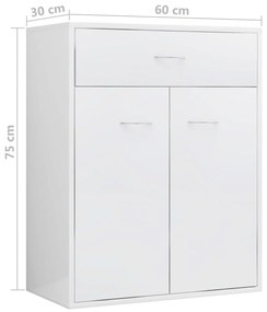 Servanta, alb extralucios, 60x30x75 cm, PAL 1, Alb foarte lucios