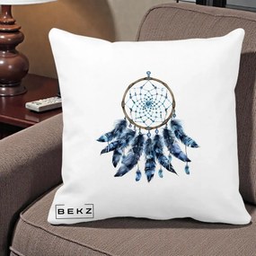 Perna Personalizata Prinzator de Vise cu Pene Albastre, 40x40 cm, Alba Mata, Husa Detasabila, Perna Inclusa, BEKZ®