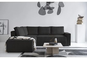 Colțar gri antracit extensibil cu tapițerie din catifea reiată (cu colț pe partea stângă ) Brave Dave – Miuform