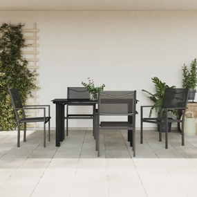 3200728 vidaXL Set mobilier de grădină, 5 piese, negru, oțel și textilenă