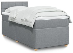 vidaXL Pat box spring cu saltea, gri deschis, 100x200 cm, textil