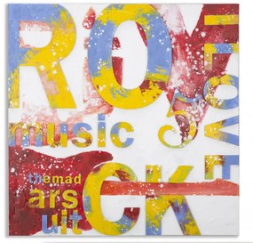 Tablou decorativ multicolor din lemn de pin si panza, 100 x 3,5 x 100 cm, Music 5 Mauro Ferreti
