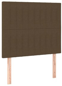 Pat box spring cu saltea, maro inchis, 90x200 cm, textil Maro inchis, 90 x 200 cm, Benzi verticale