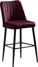 Set 2 scaune bar VENTO, rosu/negru, stofa catifelata/metal, 49x45x99 c