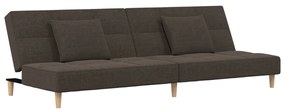 337419 vidaXL Canapea extensibilă cu 2 locuri, 2 perne, maro, textil