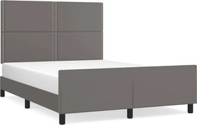 vidaXL Cadru de pat cu tăblie, gri, 140x200 cm, piele ecologică