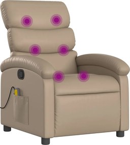 vidaXL Fotoliu de masaj rabatabil, cappuccino, piele ecologică