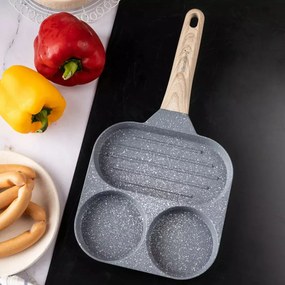 Tigaie cu 3 compartimente Klausberg KB 7817, 18,5 cm, Finisaj marmura, Inductie, Gri