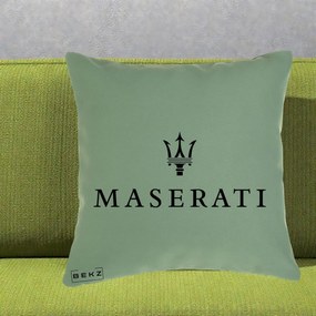 Perna Personalizata cu emblema Maserati, 40x40 cm, Verde, Husa Detasabila, Perna Inclusa, BEKZ®