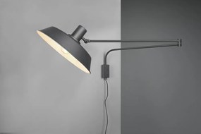 Aplică de perete negru-mat cu structură flexibilă cu alimentare la priză ø 35,5 cm Bolder – Trio