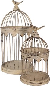 Set 2 colivii decorative pentru pasari, maro, din metal, aspect vintage
