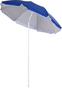 Outsunny Umbrelă de Plajă cu Acoperiș Înclinabil, Geantă de Transport și Design în 3 Secțiuni, Ø1.6x2.05 m, Albastru | Aosom Romania