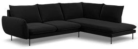 Coltar Vienna 6 locuri velvet picioare negre L275 cm