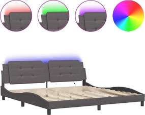 vidaXL Cadru de pat cu LED fără saltea, Zadar, gri, 200x200 cm