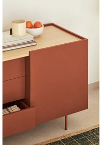 Comodă cărămiziu-natural joasă cu aspect de lemn de stejar 180x78 cm Otto – Teulat