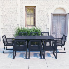 3060218 vidaXL Set mobilier de exterior, 9 piese, negru, ratan PVC