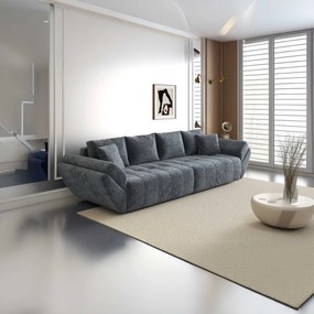 Canapea extensibilă dumonde cu ladă de depozitare si sezut confortabil din spuma high-density, Berlin Euphoria Graphit 300x100 cm