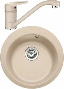 Set chiuveta bucatarie compozit Franke Single Avena 1 cuva 50 cm tectonite finisaj bej mat cu baterie Novara Plus