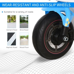 HOMCOM Motocicletă pentru Copii 18-36 Luni cu 3 Roți, Muzică și Faruri, 74x39x48 cm, Albastru Deschis | Aosom Romania
