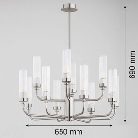 Candelabru 12 brate, alama periata, sticla canelata PRESTON 5086