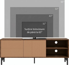 HOMCOM Suport TV Modern cu Rafturi Deschise, pentru Televizoare până la 65", Design Elegant, Maro | Aosom Romania