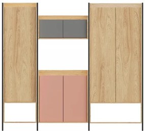 Dulap modular Mobius 2D natur/gri – H179 cm