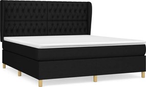 vidaXL Pat box spring cu saltea, negru, 180x200 cm, catifea