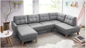 Colțar extensibil cu șezlong pe partea dreaptă Bobochic Paris Balio, gri