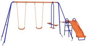 Outsunny Leagăn Infantil 4 în 1 Columpio pentru Copii cu 2 Leagăne Individuale 1 Leagăn cu Planeator 1 Tobogan Multicolor | Aosom Romania